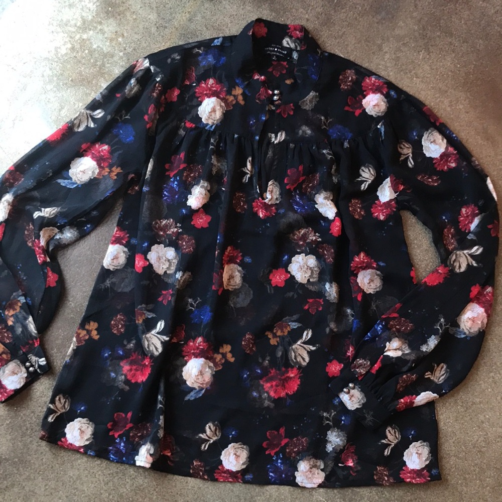 Lucky Brand Sheer Floral Blouse